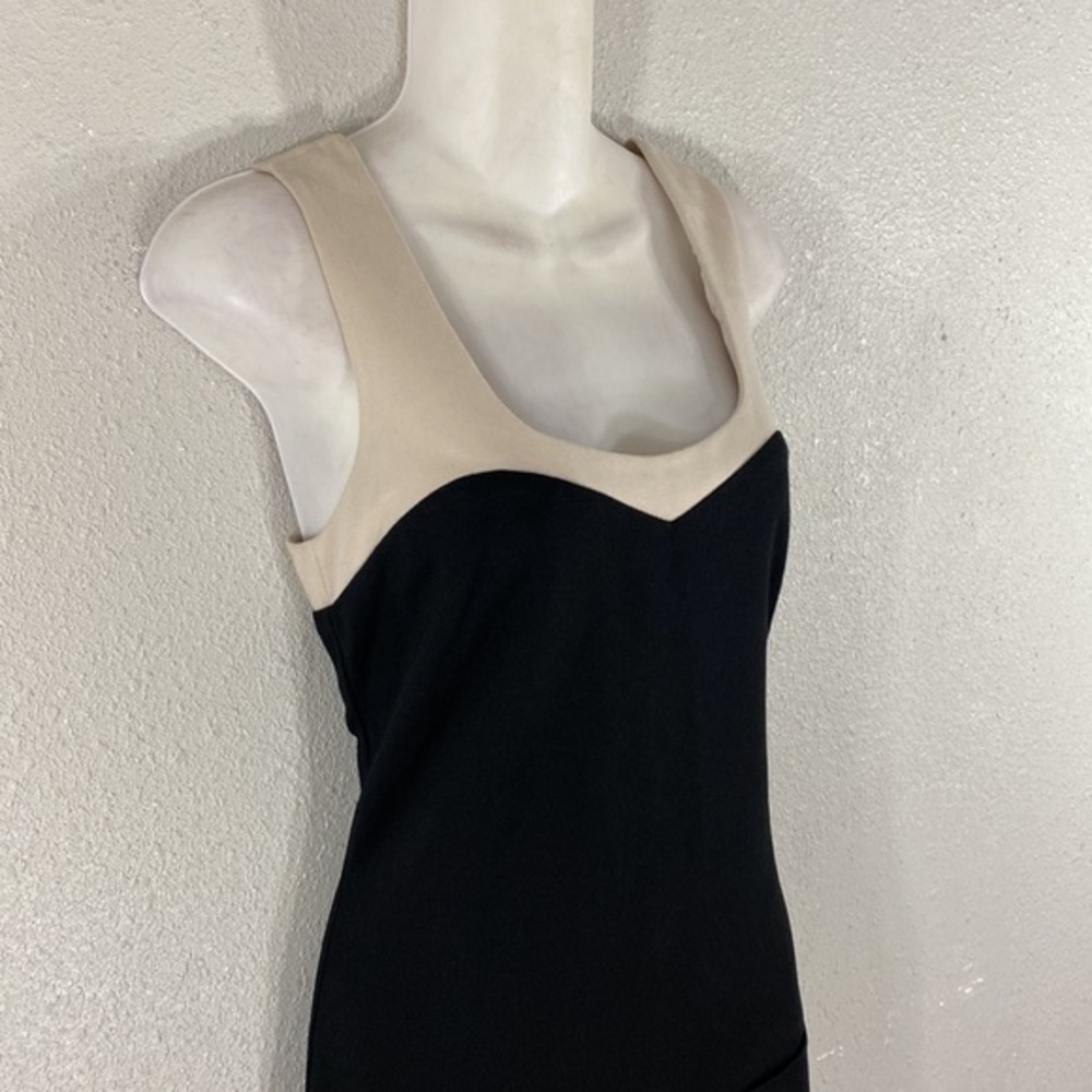 NWT Trina Turk Stacie black cream color block drop waist dress M15 - Picture 6 of 10